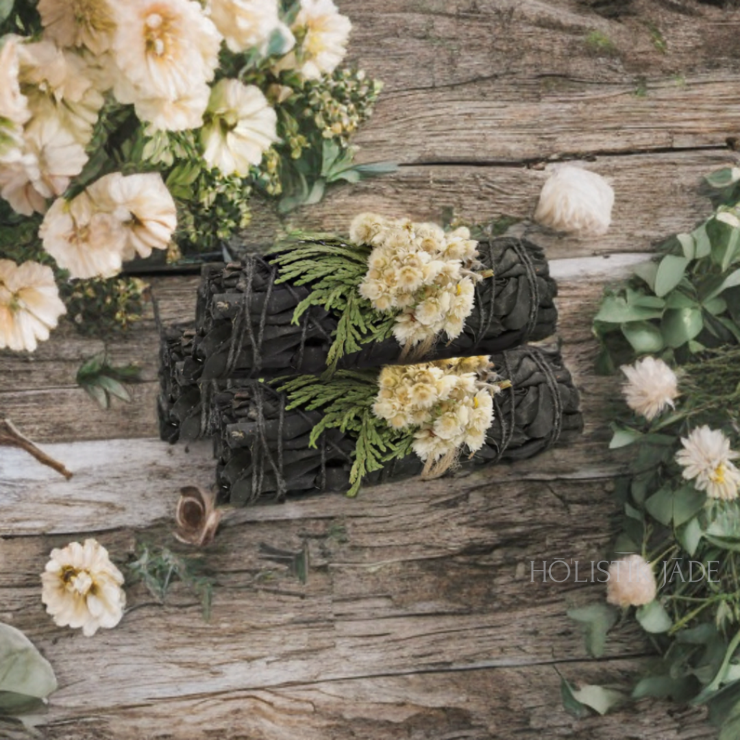 Blackened White Sage Dressed In Cedar With Mullein